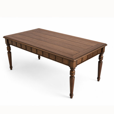 63'' Farmhouse Dining Table For 4-6 People, Vintage Rectangular Kitchen Table With Carved Turned Legs For Living Room Home, Red-brown Finished(table Only)
