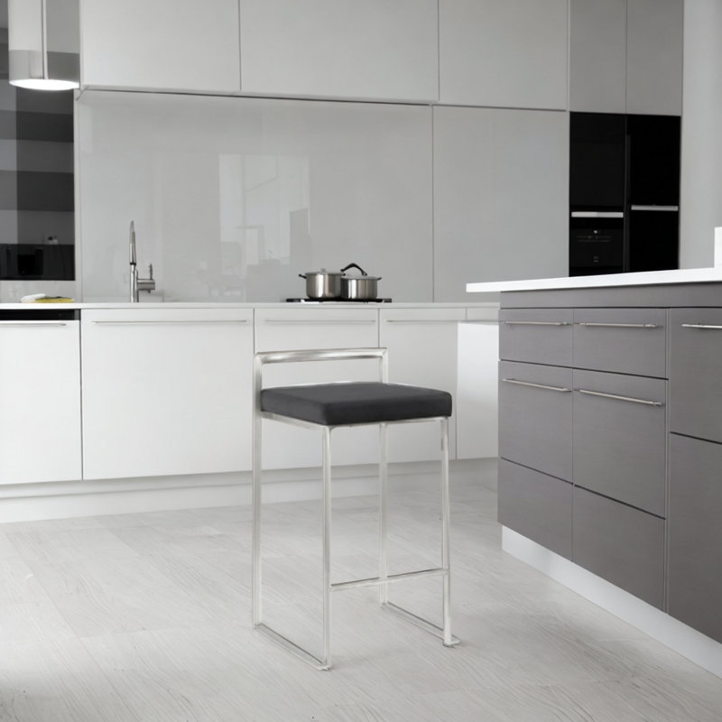 Melsa Counter Stool, Black, Silver