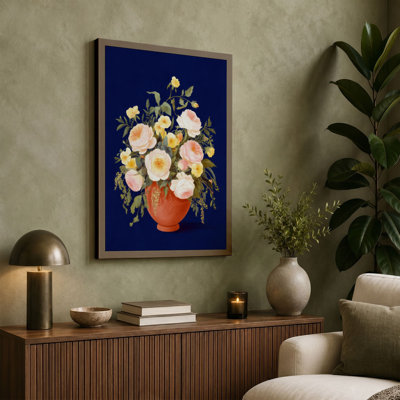 Cheerful Terracotta Blooms Botanical - Wrapped Canvas