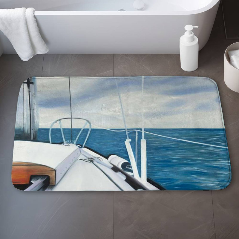 Sail on the water Bath Mat with Non-Slip Backing - Quick Dry Memory Foam Bathroom Rug - Absorbent - Modern Plush Spa-Style - Machine Washable
