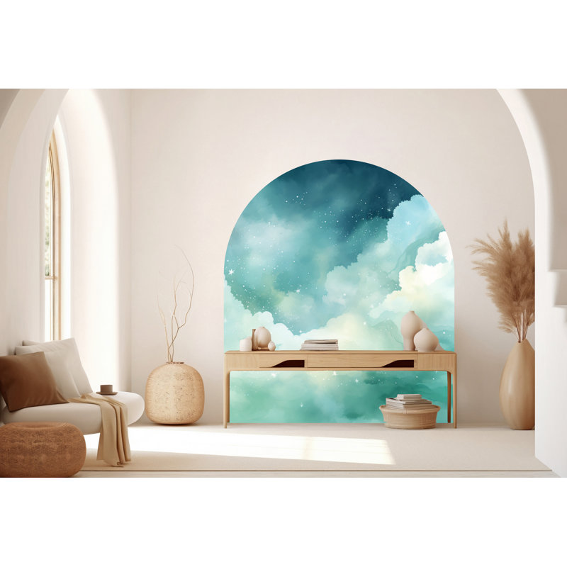 Adhésif décoratif aquarelle de rêve, autocollant d'arche de lit, décalque de mur de haie, autocollant mural arche, autocollant de décalque mural en marbre, arche de très grand lit 347RS