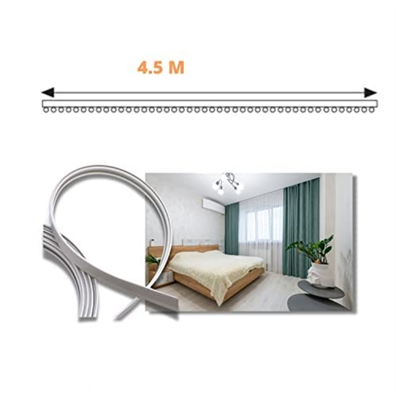 Natrice Natural 7.62cm Curtain Track/Rail, 450cm H x 3cm W x 3cm D