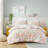 3 PCS Floral Reversible Cotton Comforter Set with Throw Pillow Purple