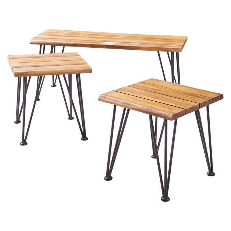 Ensemble de tables basses en bois et métal Zion
