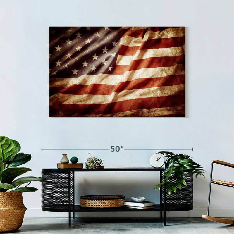 Textured American Flag Canvas Print, 30" H x 45" W x 1.25" D