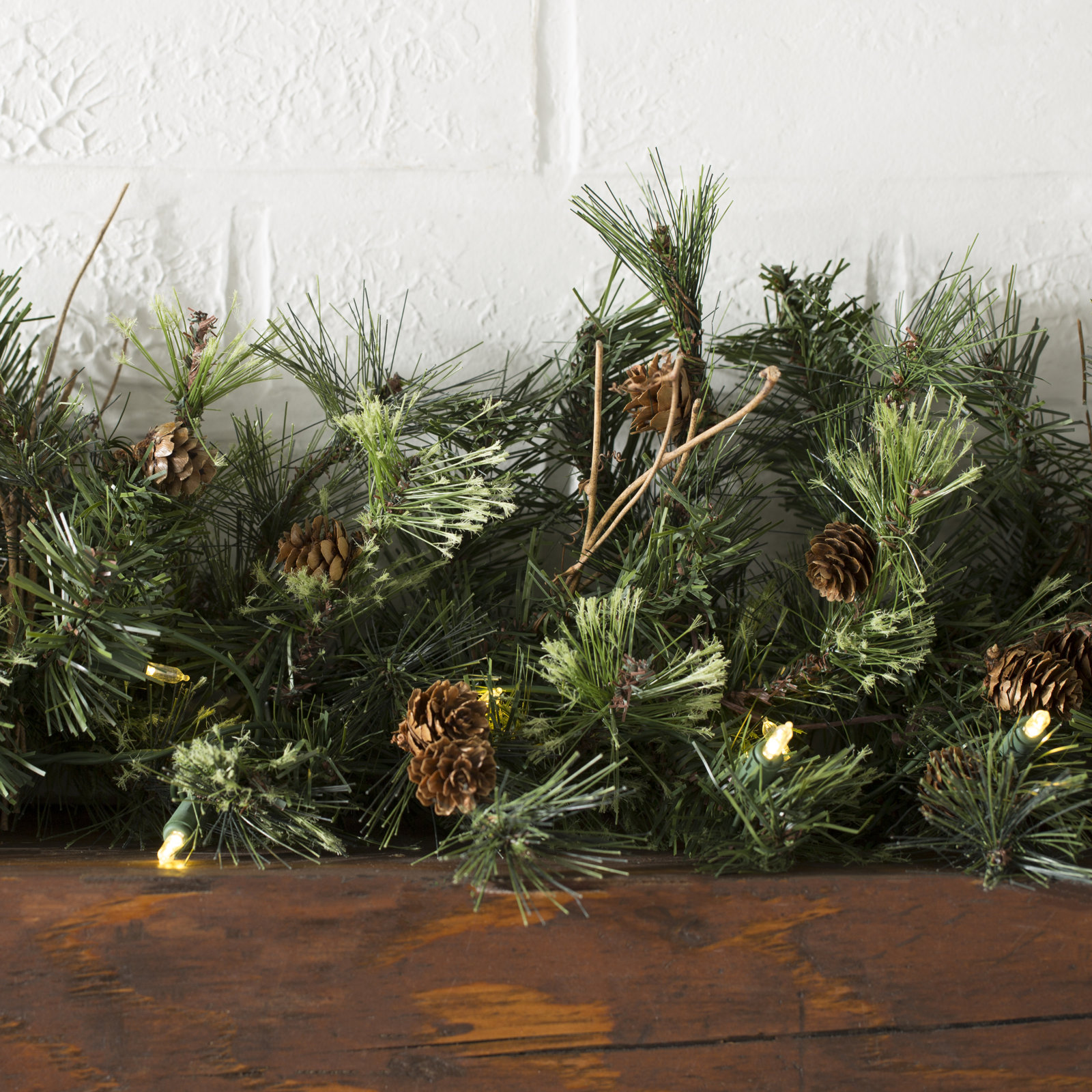 Galarza 108" Pre-Lit Mixed Pine Christmas Garland, 16" x 108"