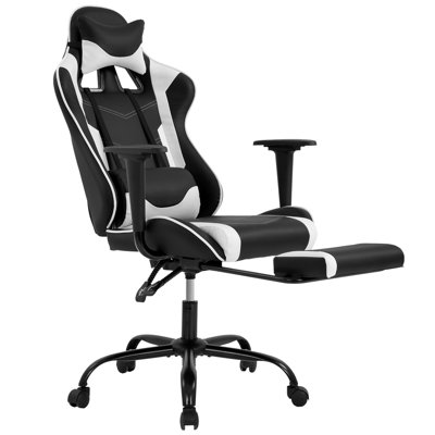 Ergonomic Gaming Chair with Retractable Footrest for Adults Adjustable Height Swiveling PC & Racing Gaming Chair with Lumber Support