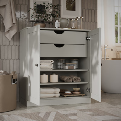 Armoire de rangement de salle de bain 100% bois massif Palace Imports, portes Shaker, 2 tiroirs, tablettes réglables, largeur 32 po, hauteur 35,75 po