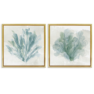 Mottled Coral Abstracts, ensemble de 2 toiles flottantes encadrées, design par Carol Robinson