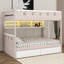 Lit superposé avec tiroirs de rangement, cadre de lit maisonnette avec tablette et lumière DEL, rampe de style fenêtre géométrique-147914961-147914962