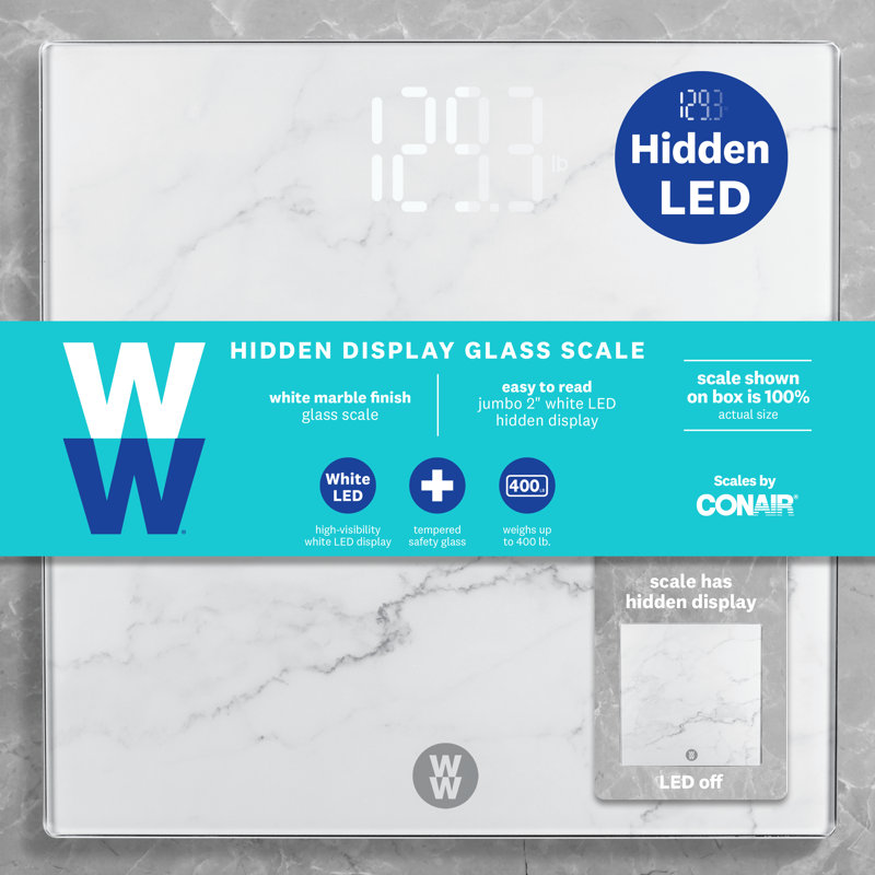 White Marble Digital Bathroom Scale with Hidden Display
