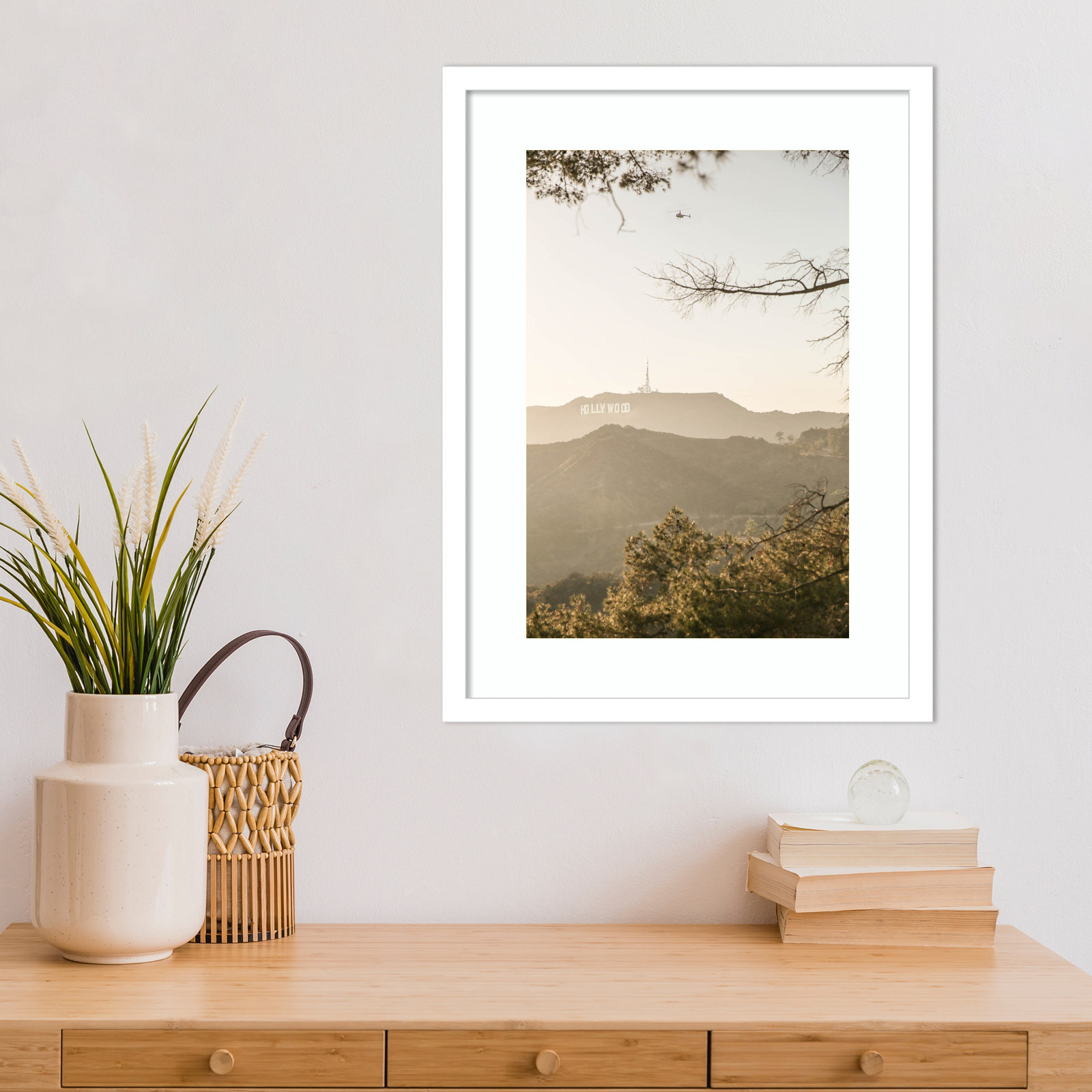 Hollywood Hills by Shot by Clint Wood Framed Wall Art Print, White , 21" H x 16" W