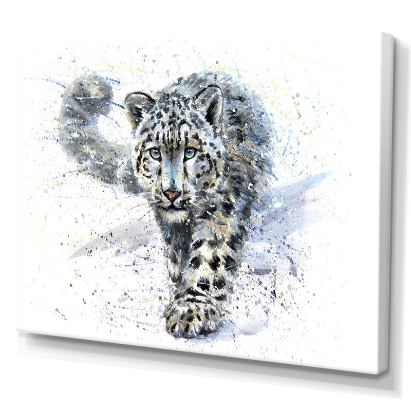 " Snow Leopard " by Designart, 12" H x 20" W x 1" D, Wrapped Canvas