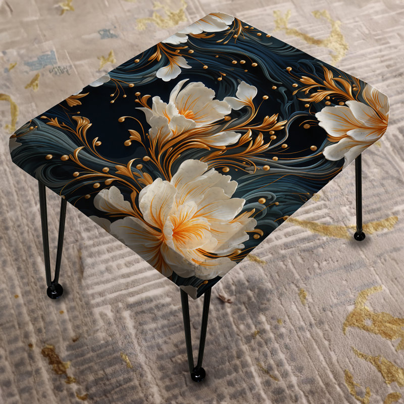 White And Gold Astral Marble Radiance - Marble Rectangle Ottoman