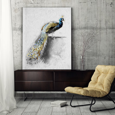 " Golden Blue Peacock Feather I "