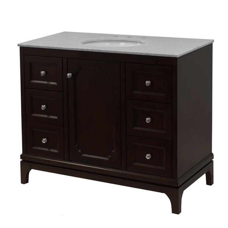 Lafreniere 42'' Single Bathroom Vanity with Top, Carrara Marble, Chocolate