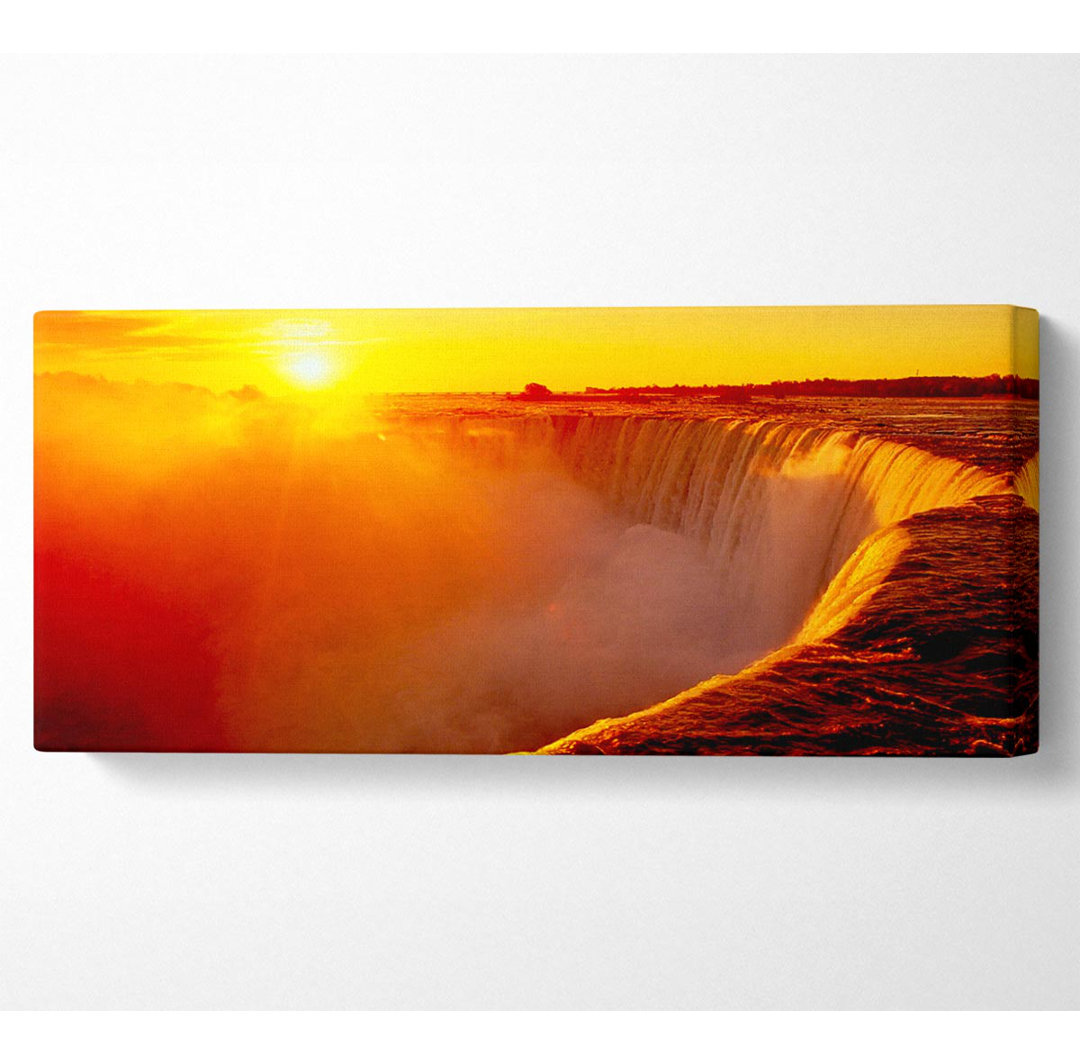 Sonnenuntergänge über den Niagarafällen - Panorama-Kunstdrucke auf Canvas-Leinwand