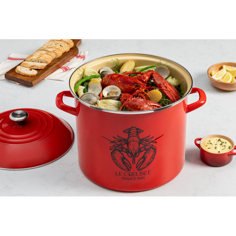 Le Creuset Enamel On Steel Traditional Lobster Stockpot With Lid, 20 Qt. - Carmin