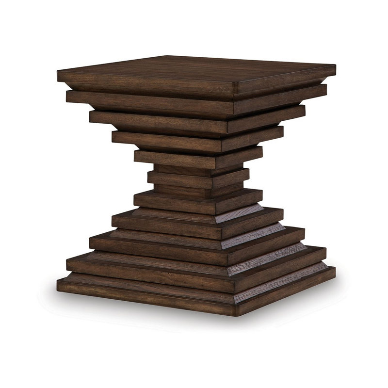 Table de bout Reem, sablier géométrique carré, brun foncé 28 po