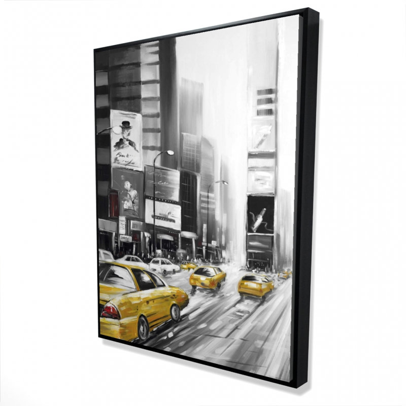 Décor de chambre à coucher Times Square et jaune - gris
