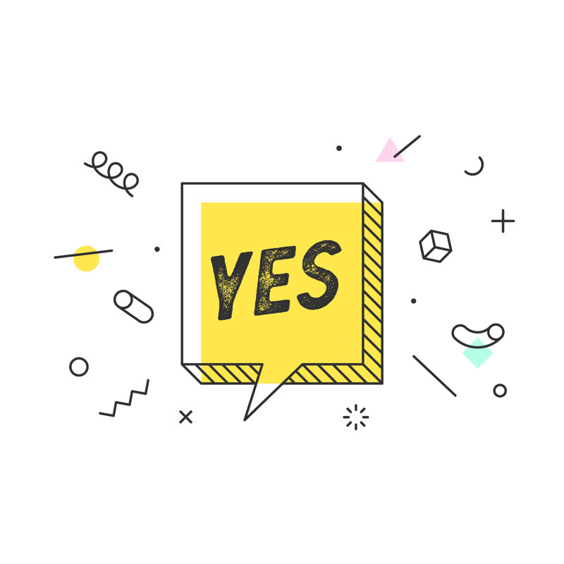 Yes Speech Bubble - Wrapped Canvas Print, 30cm H x 46cm W x 3.8cm D