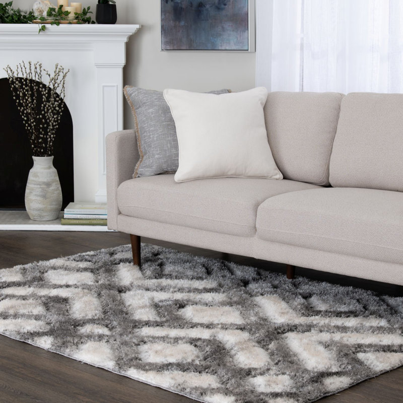 Tapis en polypropylène / polyester à motif géométrique beige / gris Brayden Studio® Guruzne Marlon