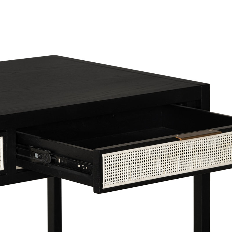 Pearman Solid Wood Base Writing Desk, Black