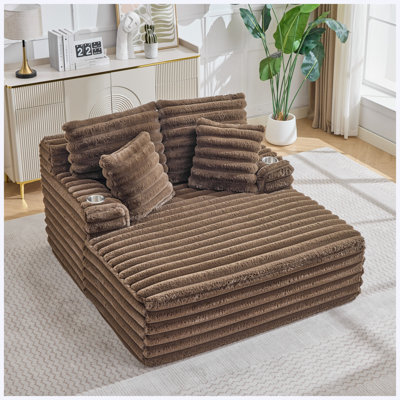 Oversized chaise lounge chair indoor,upholstered corduroy sofa with pillows,comfy fluffy cloud couch,single sleeper sofa chair for livingroom,bedro...