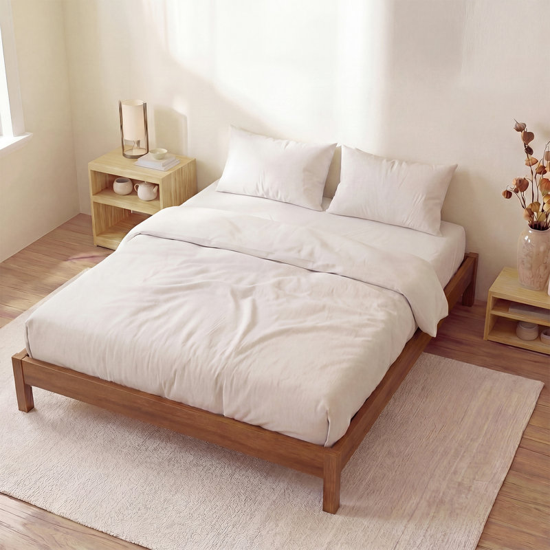 Solid Wood Signature Platform Bed, Full, Cherry Finish, No Box Spring Needed, Easy Assembly, Cherry, Frame only, Full