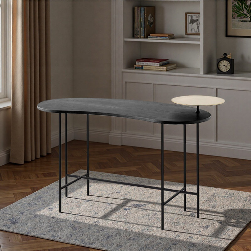 Bureau d'écriture simple et créatif, H 29,52 po x l 47,24 po x P 20,86 po, Noir et or