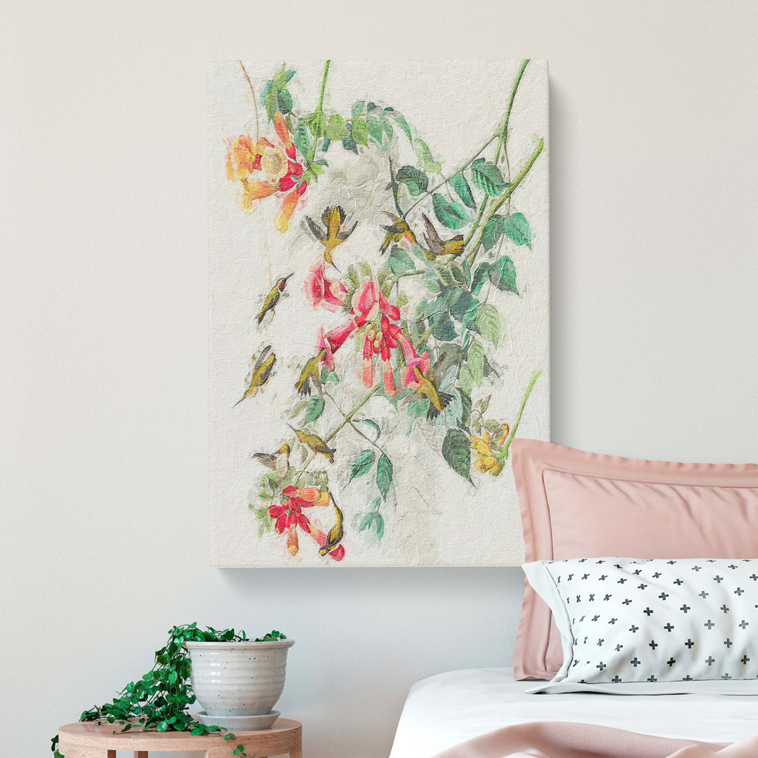 Ruby-Throated Hummingbirds by John Audubon - Wrapped Canvas