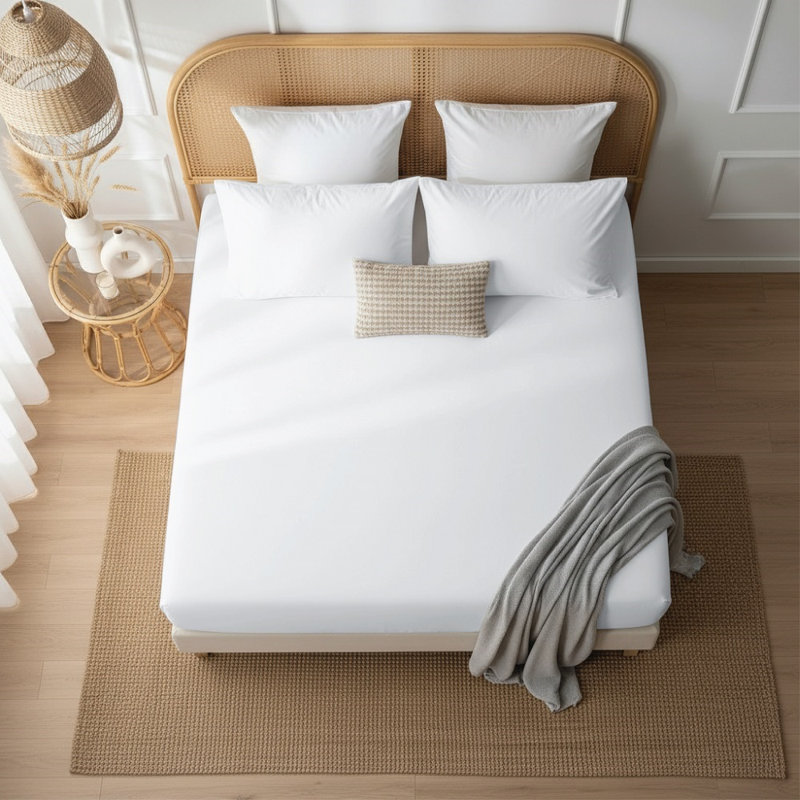 Janoshan 300 Thread Count 100% Egyptian Cotton Fitted Sheet – 30cm Deep Pocket, Soft Breathable Luxury Bed Sheet with Elasticated Edges