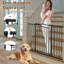 Barrière de sécurité pour animaux extra-large à fermeture automatique - Installation réglable sans perçage, conception arquée moderne pour les portes, les escaliers et l'utilisation intérieure / extérieure-115173377-115280687