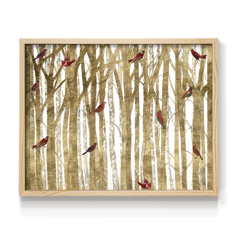 Red Bird Christmas Collection A -Framed Print - Restickable, H 11 po x l 14 po, Naturel