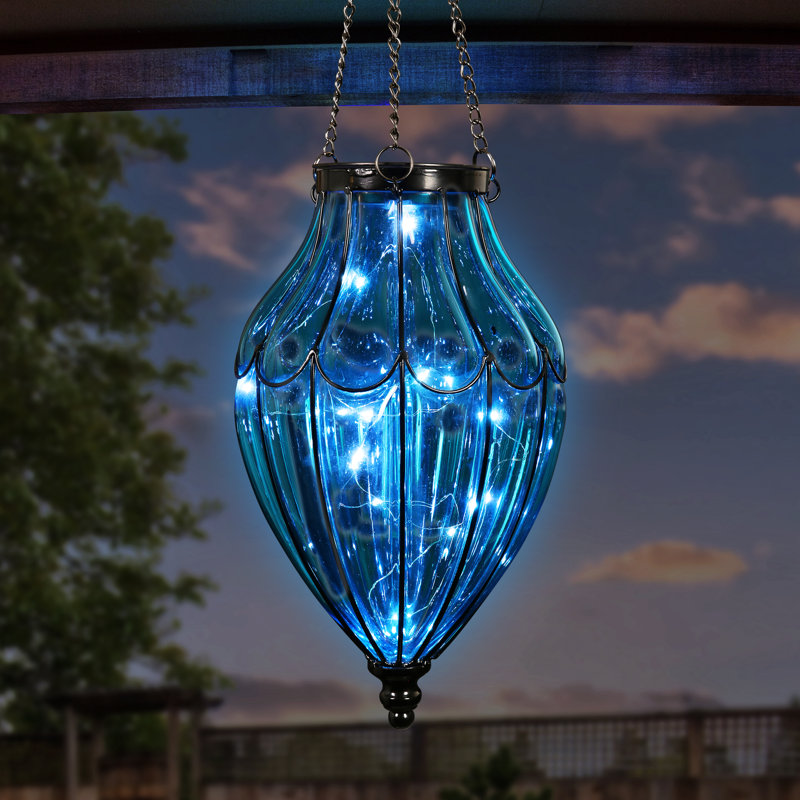 Lanterne suspendue solaire Exhart, bleu
