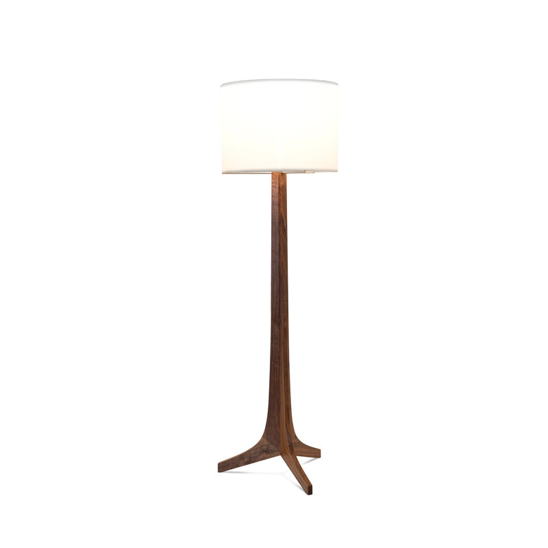 Lampe sur pied 59 po Nauta, Lin blanc, Noyer / laiton brossé