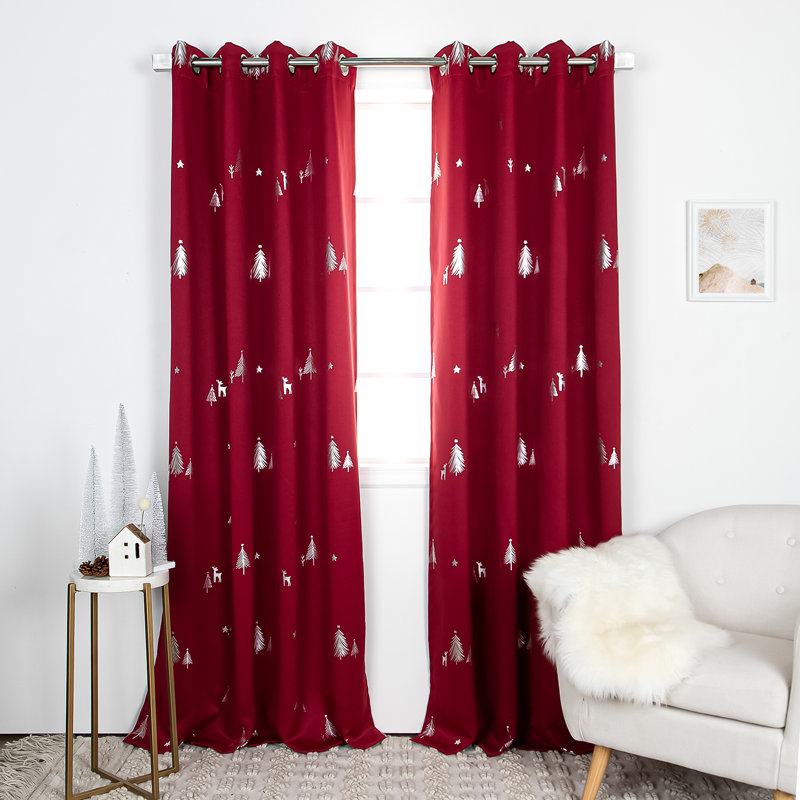 Rideaux occultant et isolants avec œillets Harvind, L 52 po x L 63 po, Rouge