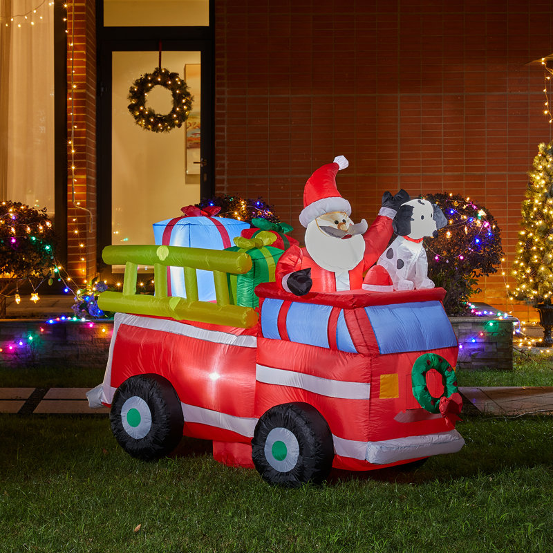 Décoration de Noël gonflable de père Noël en camion 7 pi
