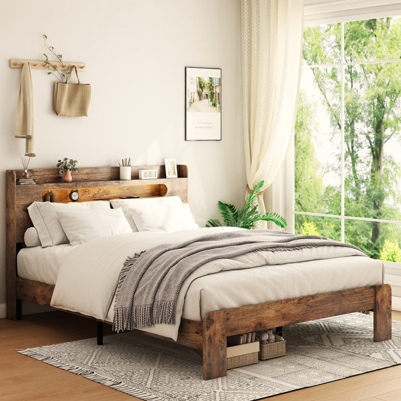 Base de lit plateforme en bois pour grand lit, Grand