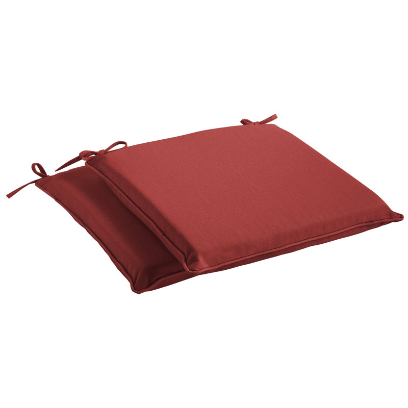 Macaire Sunbrella Outdoor 2'' Dining Chair Chair Pad, Cast Pomegranate Sunbrella Plainweave, 16" W x 19" D