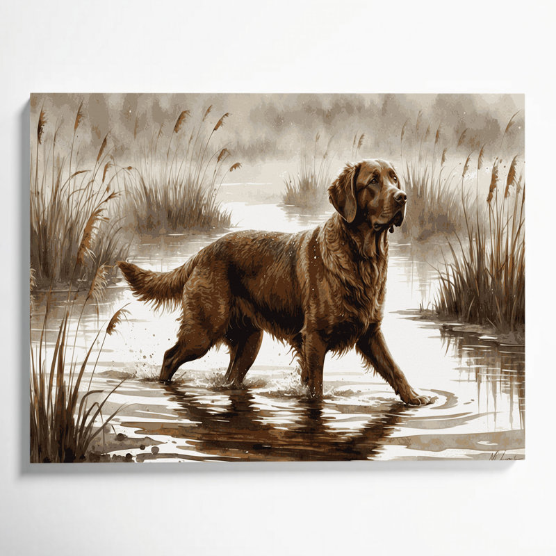 Chiens sur toile grise Chesapeake Bay Retriever, H 24 po x l 36 po