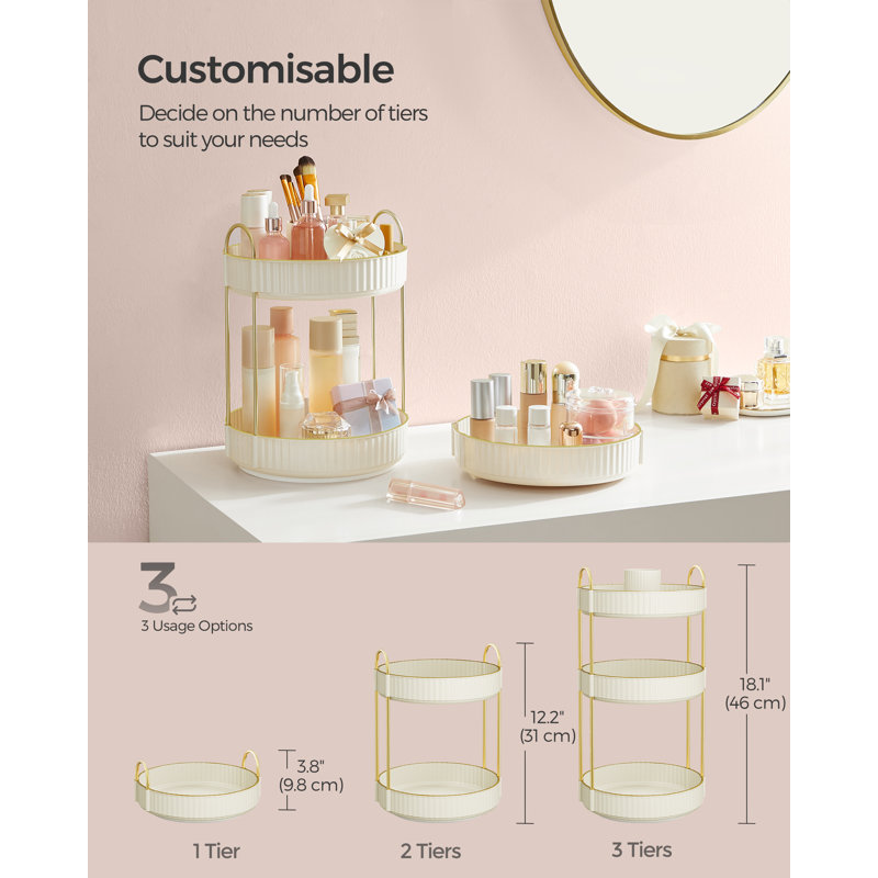 23x23x47.5cm Plastic Makeup Organiser, Natural