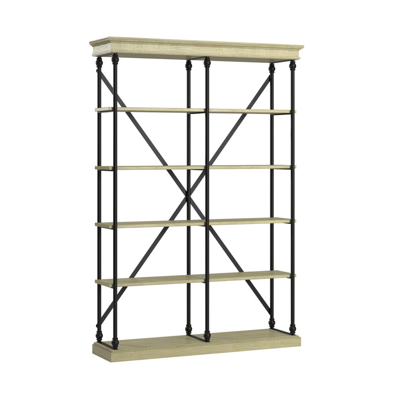 Kyler Etagere Bookcase, 84" H x 58" W x 15" D, Ivory White