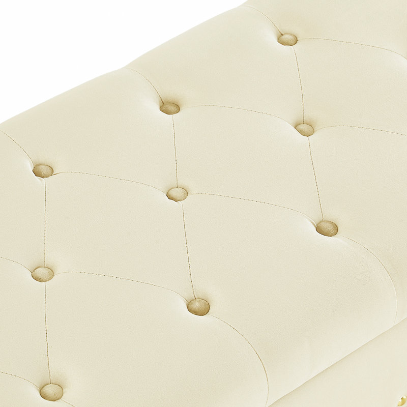 Banc capitonné avec rangement pour le salon, Blanc