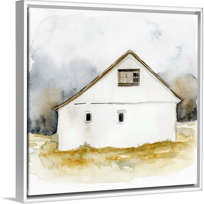 " Barn Watercolor I " by Victoria Barnes Painting Print, White Floating Frame Canvas, 32" H x 32" W x 1.75" D