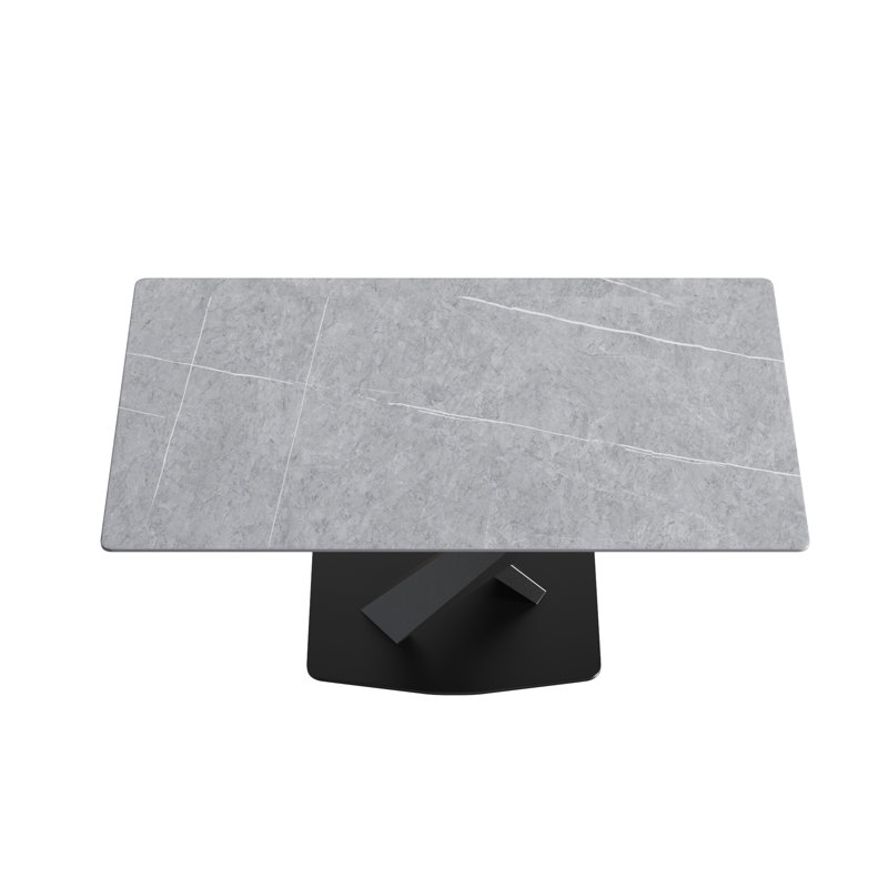 Sintered Stone Dining Table, Black, Gray, 29.53” H x 70.9" W x 35.4" D