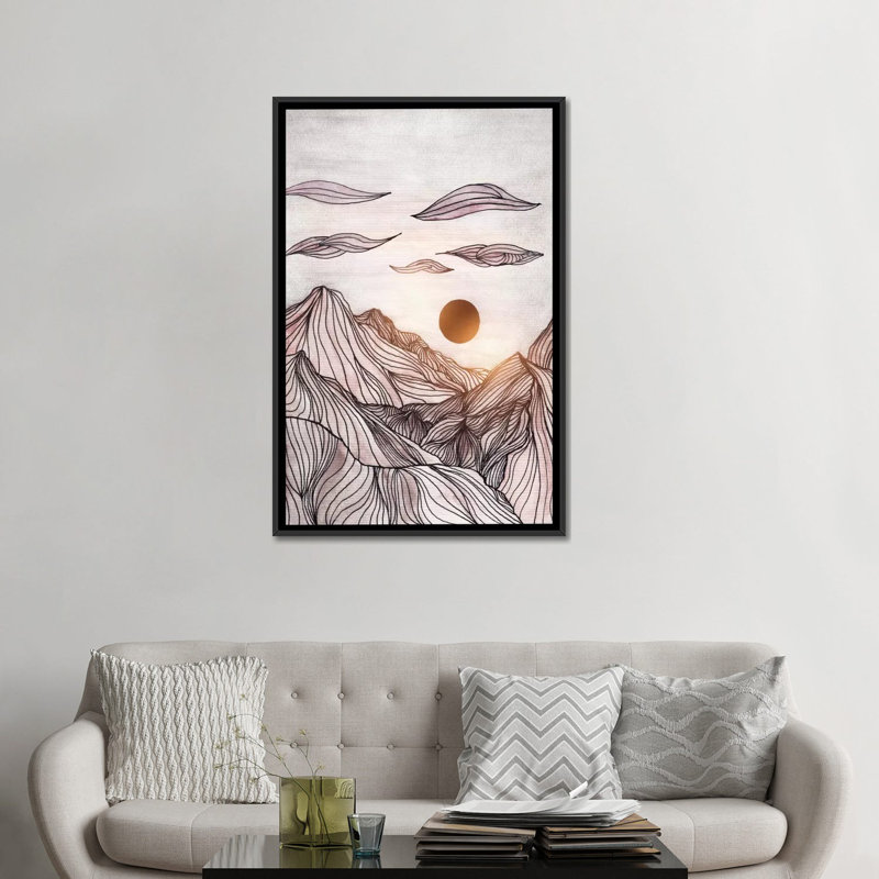 « lines », reproduction d’impression sur toile tendue, H 26 po x l 18 po x P 1,5 po, Toile avec cadre noir, Pas de tapis