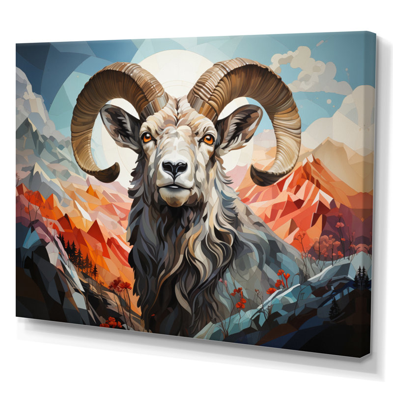 Goat Mountain Guardian géométrique, H 16 po x l 32 po x P 1 po, Toile tendue