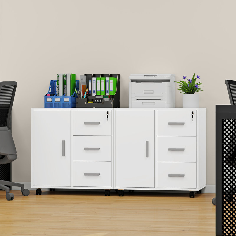 60cm Wide 3 -Drawer Mobile File Cabinet, White