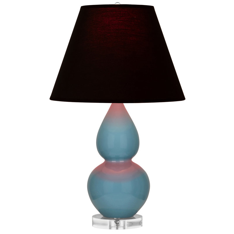 Petite lampe d'appoint à double gourde, Bleu acier, Noir / Rouge